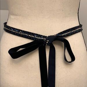 J Crew navy velvet strap and stones belt